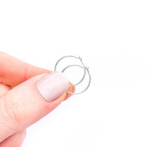 15mm- Dainty sterling silver hoops, smooth finish hoops for everyday wear